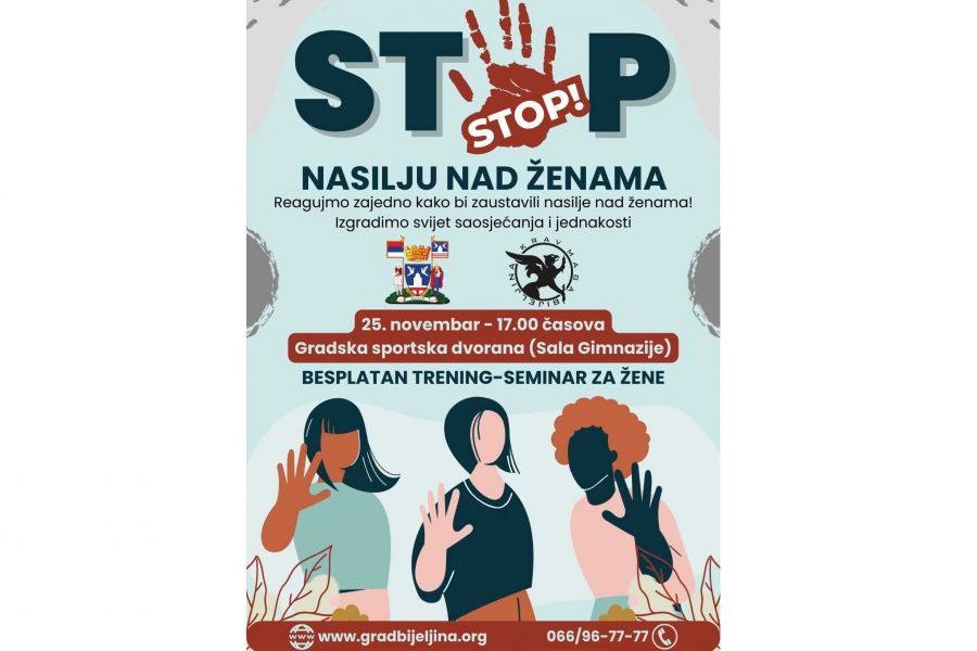 25. novembra u Bijeljini besplatan trening-seminar „Stop nasilju nad ženama!“